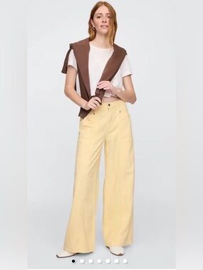Gap Jeans Ultrasoft Baggy Mid Rise Butter Yellow 25 Petite